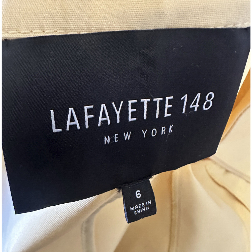 Lafayette 148 New York Pleated Stretch Full Zip Fitted Yellow Jacket Size 6 - Picture 7 of 16